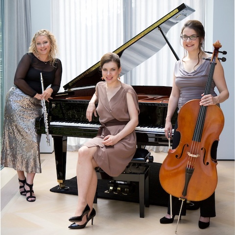 A trio-flute, piano and cello.