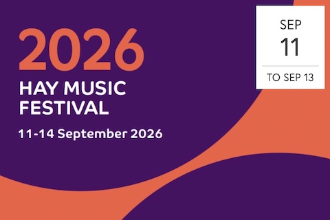 Image with text: 2026 Hay Music Festival 11-14 September 2026